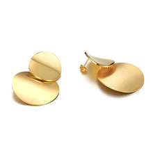 Load image into Gallery viewer, Double Moon 18K Gold Plated Round Earring
