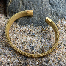 Load image into Gallery viewer, Golden Open Cuff Wire Mesh Bracelet
